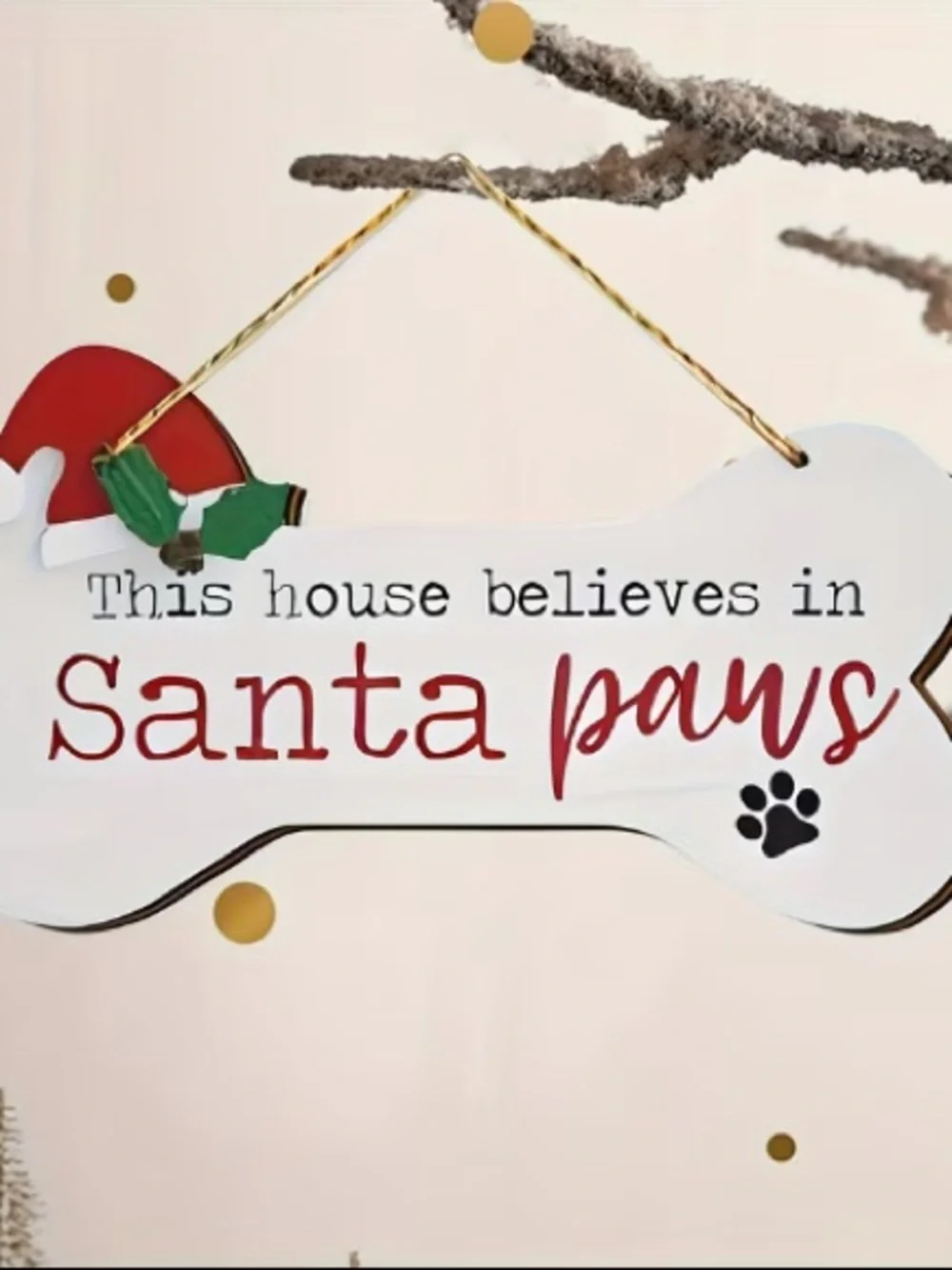 Santa Paws Bone Ornament - Set of 2